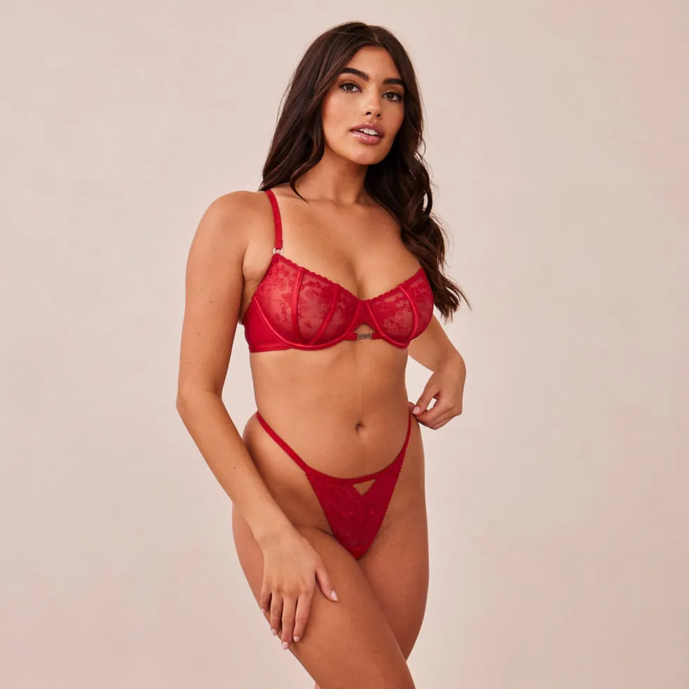 Flirt Balcony BH und String/Slip Set - Kastanienbraun