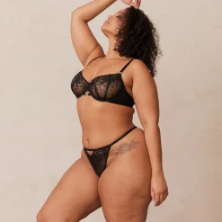 Flirt Balcony Bra & Thong/Briefs Set - Black