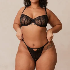 Flirt Balcony Bra & Thong/Briefs Set - Black