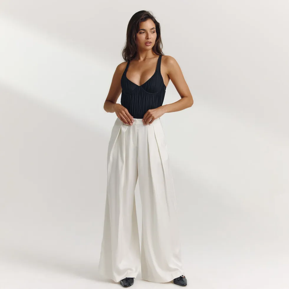 Geraffter Mesh-Body - Schwarz