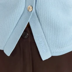 Gerippte Strickjacke - Hellblau