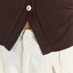 Gerippte Strickjacke - Schokolade