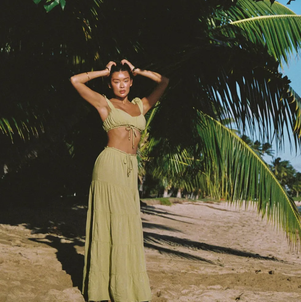Gerüschtes Bralette (Set) - Gewaschene Limone