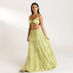 Gerüschtes Bralette (Set) - Gewaschene Limone