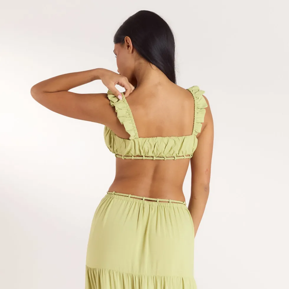 Gerüschtes Bralette (Set) - Gewaschene Limone