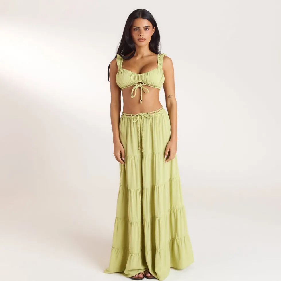 Gerüschtes Bralette (Set) - Gewaschene Limone