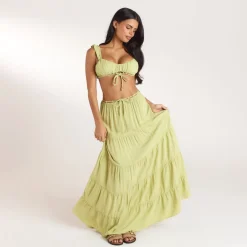 Gerüschtes Bralette (Set) - Gewaschene Limone