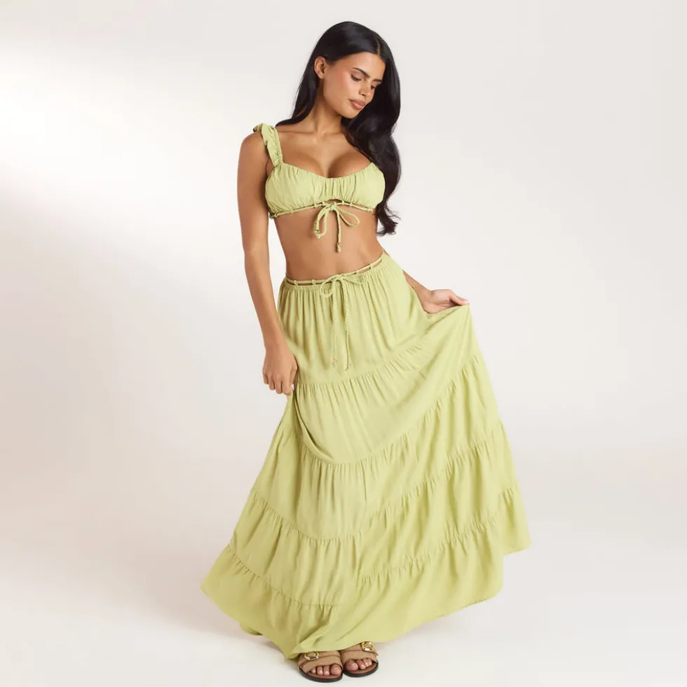 Gerüschtes Bralette (Set) - Gewaschene Limone