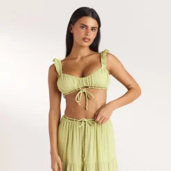 Gerüschtes Bralette (Set) - Gewaschene Limone