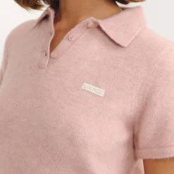 Gestrickter Poloshirt - Rosa