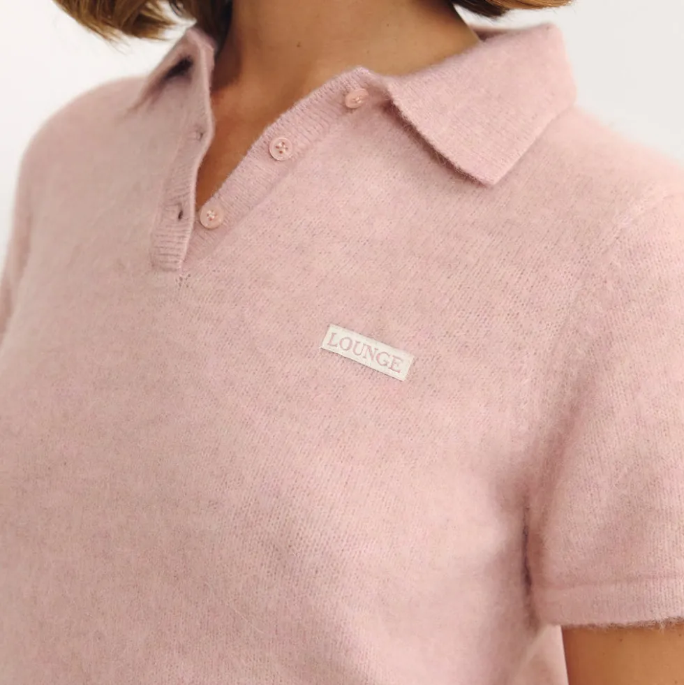 Gestrickter Poloshirt - Rosa
