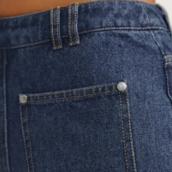 Hochtaillierte Jeans mit Weitem Bein - Blau