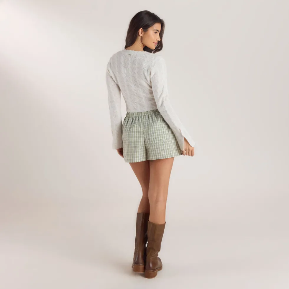 Karierte Baumwollshorts - Grün