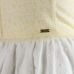 Korsetttop mit Spitzenbesatz - Florales Gelb