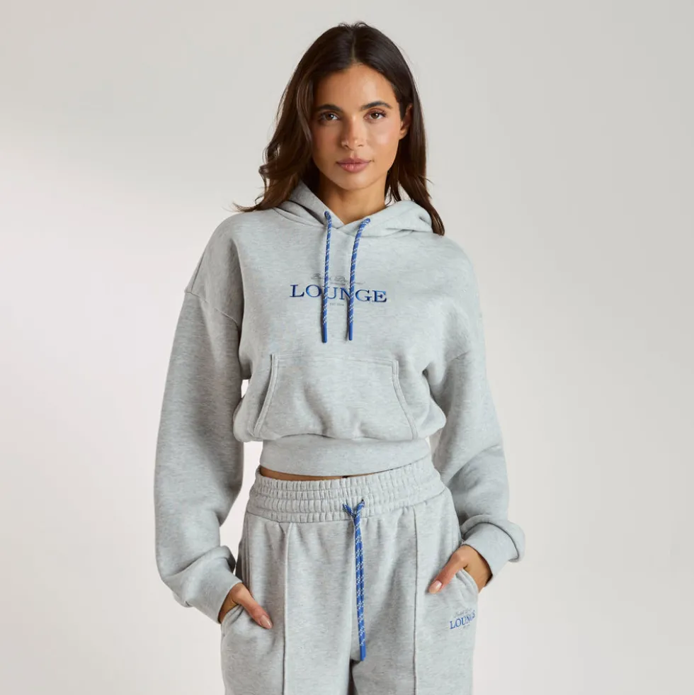 Kurzer Hoodie - Grauer Melange