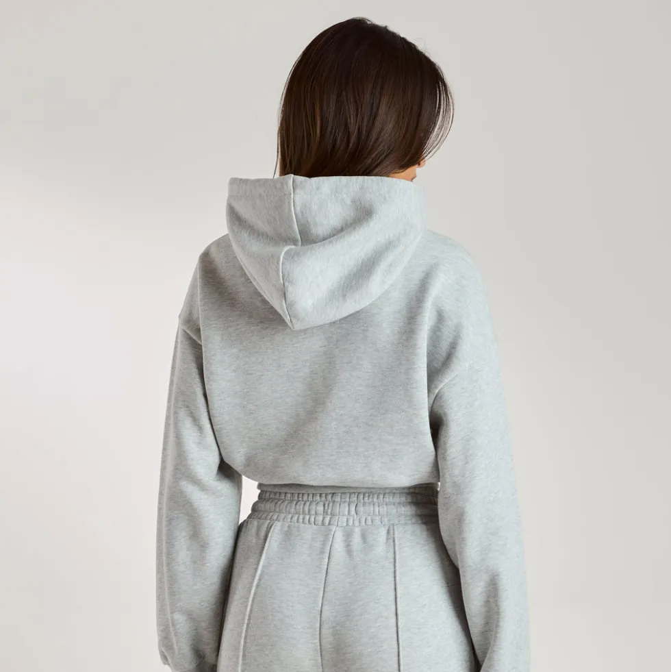 Kurzer Hoodie - Grauer Melange