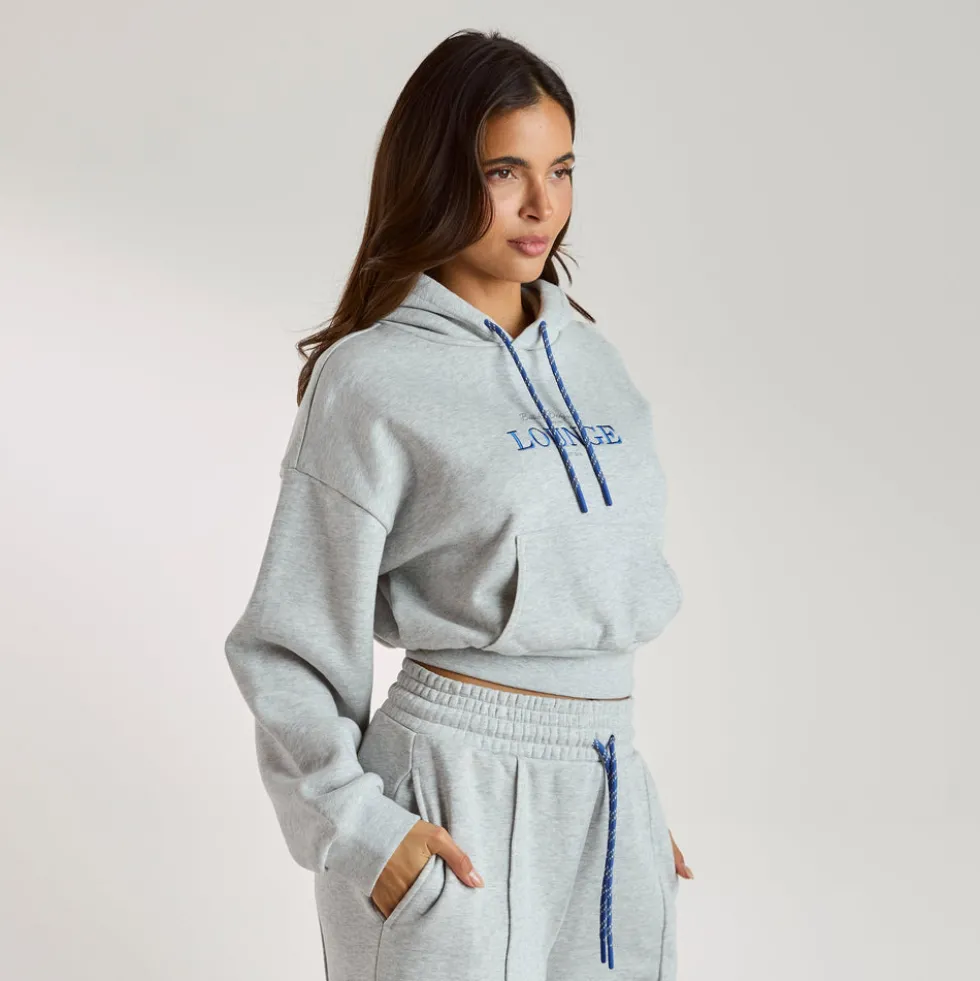 Kurzer Hoodie - Grauer Melange