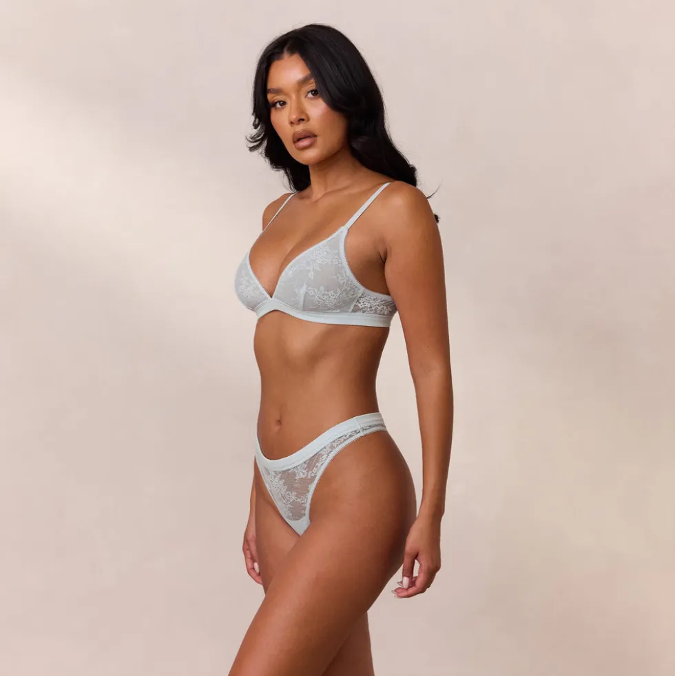 Lace Triangle Bralette - Blau