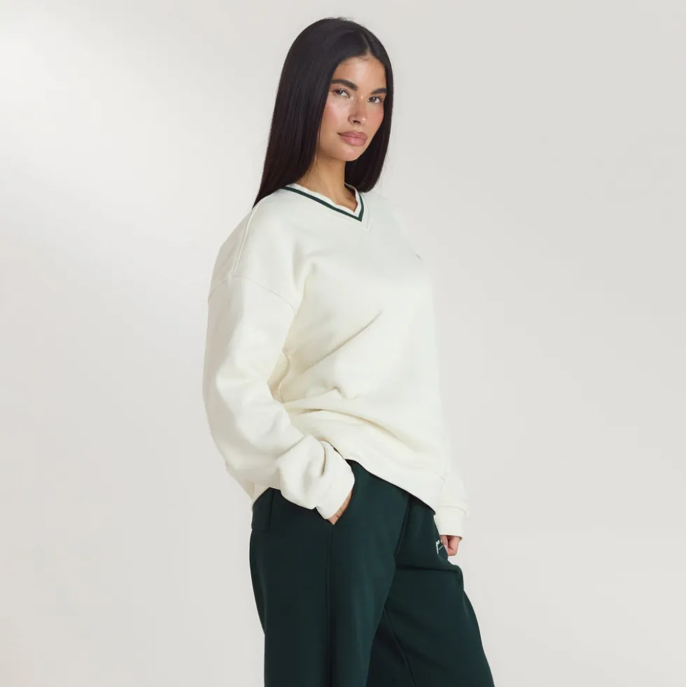Lounge Living V-Neck Pullover - Crèmefarben
