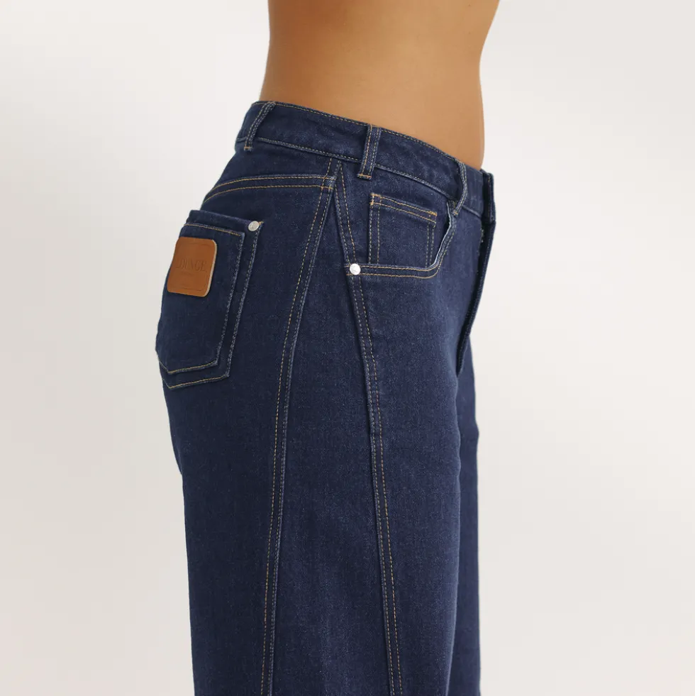 Low-Rise-Jeans mit Weitem Bein - Indigo