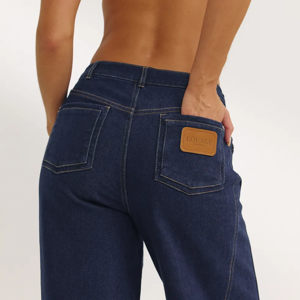 Low-Rise-Jeans mit Weitem Bein - Indigo