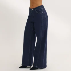 Low-Rise-Jeans mit Weitem Bein - Indigo