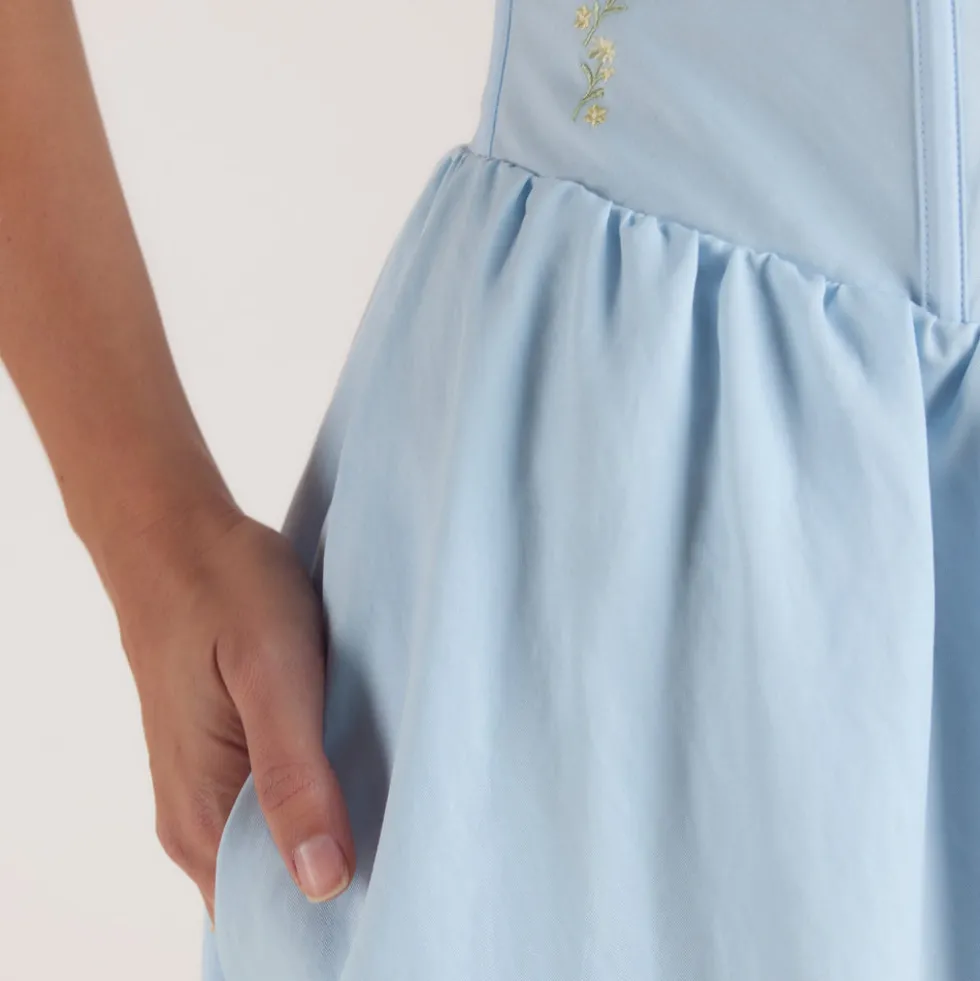 Maxikleid mit Korsetterie - Blau