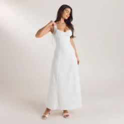 Maxikleid mit Korsetterie - Weiß