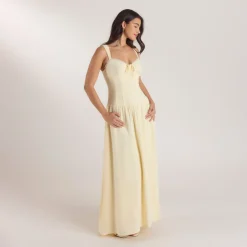 Maxikleid mit Niedriger Taille - Zitrone