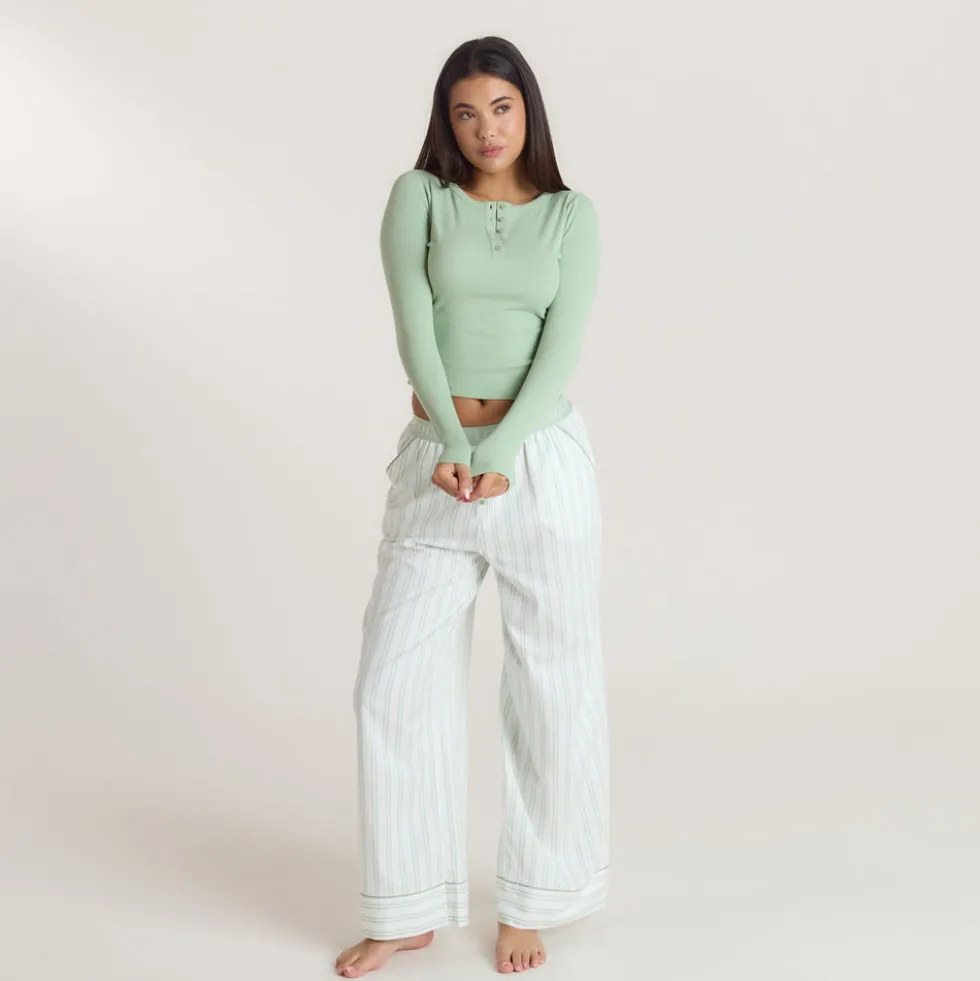 Mistletoe Henley Pyjamahemd - Salbei