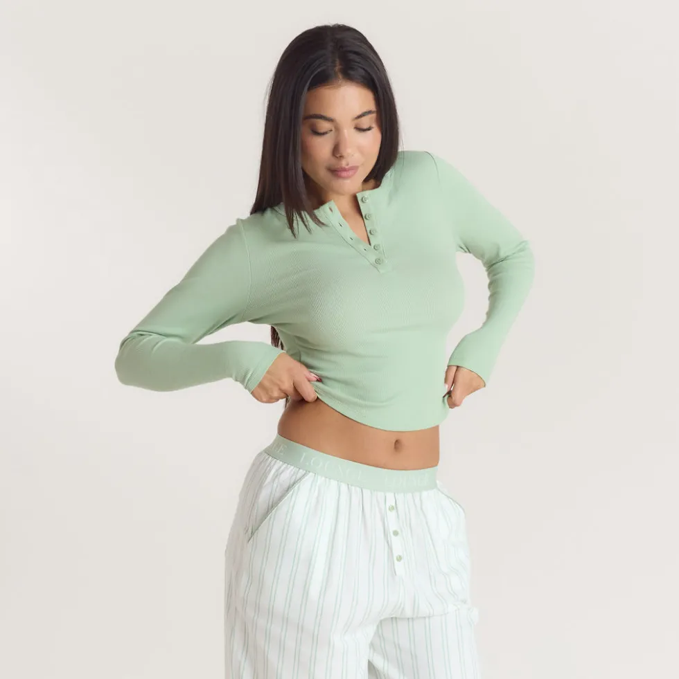 Mistletoe Henley Pyjamahemd - Salbei