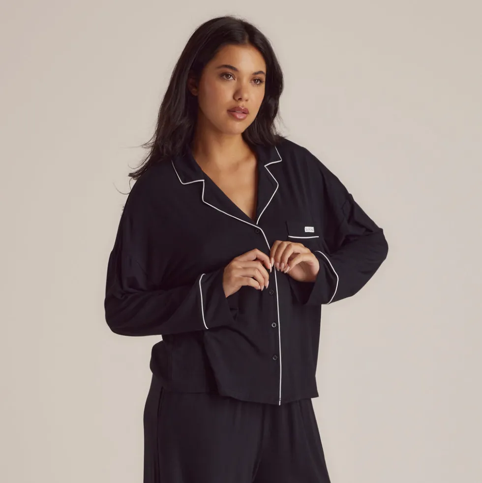 Modal Pyjamahemd - Schwarz
