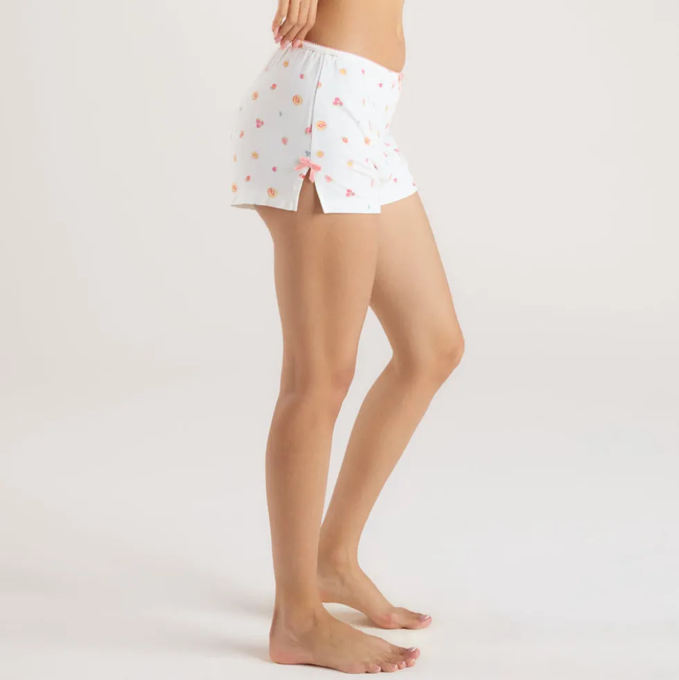 Modal Pyjama-Shorts - Weißes Obst