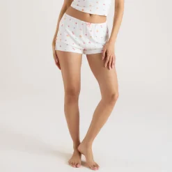Modal Pyjama-Shorts - Weißes Obst
