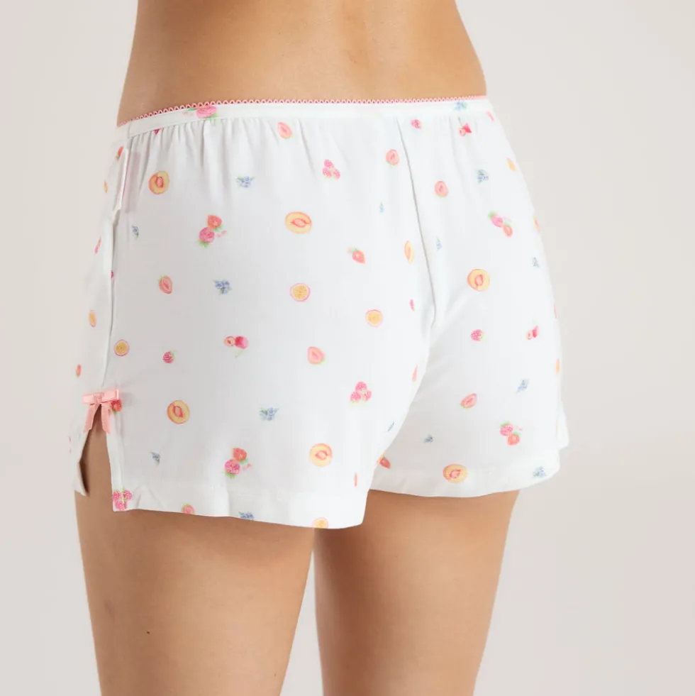 Modal Pyjama-Shorts - Weißes Obst
