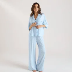 Modal Pyjama-Unterteil - Florales Blau