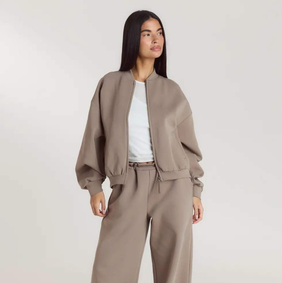 Neopren Bomberjacke - Taupe