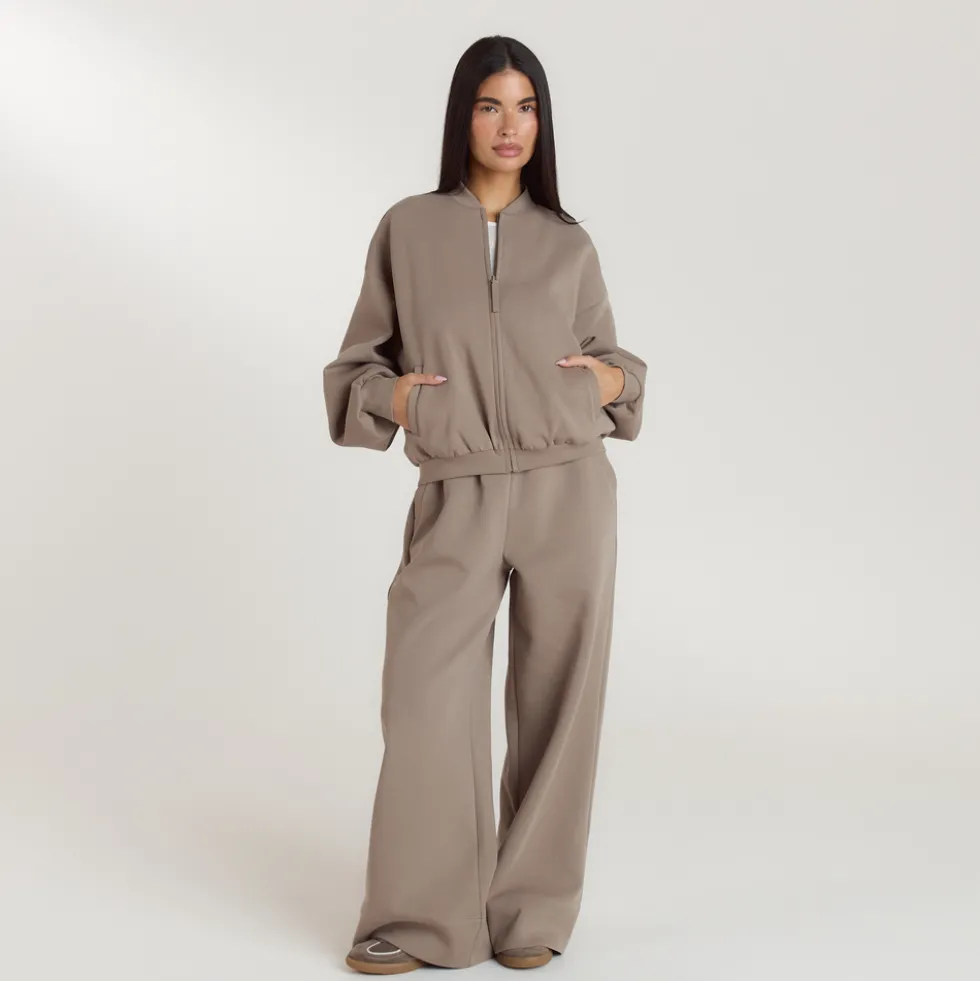 Neopren Bomberjacke - Taupe