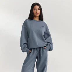 Oversized Pullover - Gewaschenes Blau