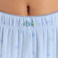 Pointelle Pyjamahosen - Florales Blau