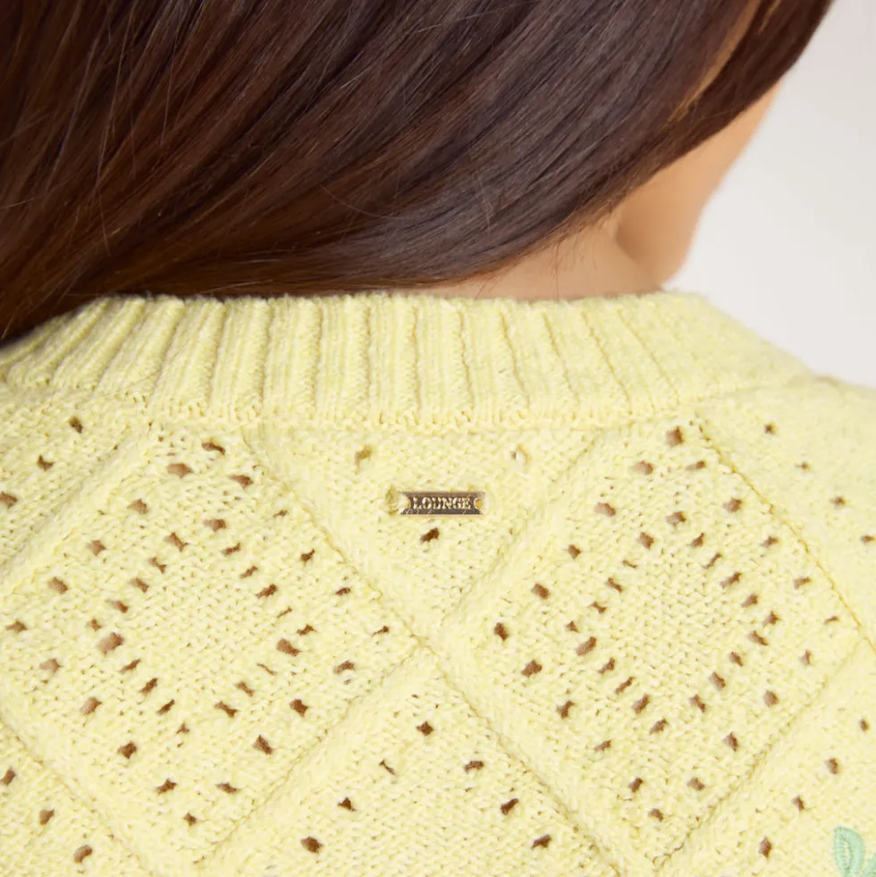 Pointelle Strickjacke - Gelb