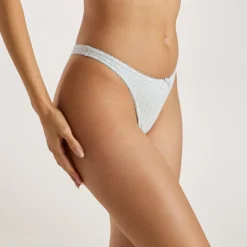 Pointelle String - Graue Melange