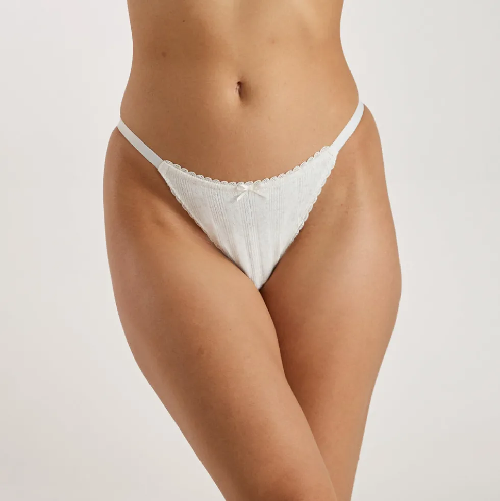 Pointelle Triangle Brazilian Slip - Hafermilch