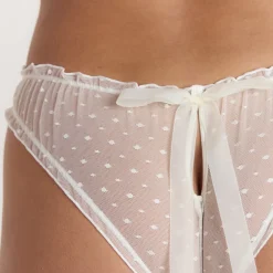 Polka Dot Brazilian Slip - Weiss