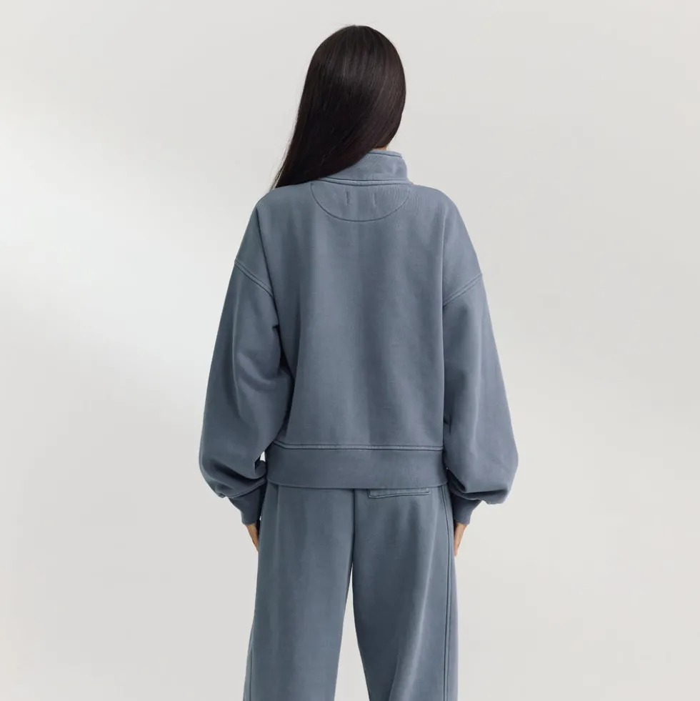 Pullover mit Reißverschluss - Gewaschenes Blau