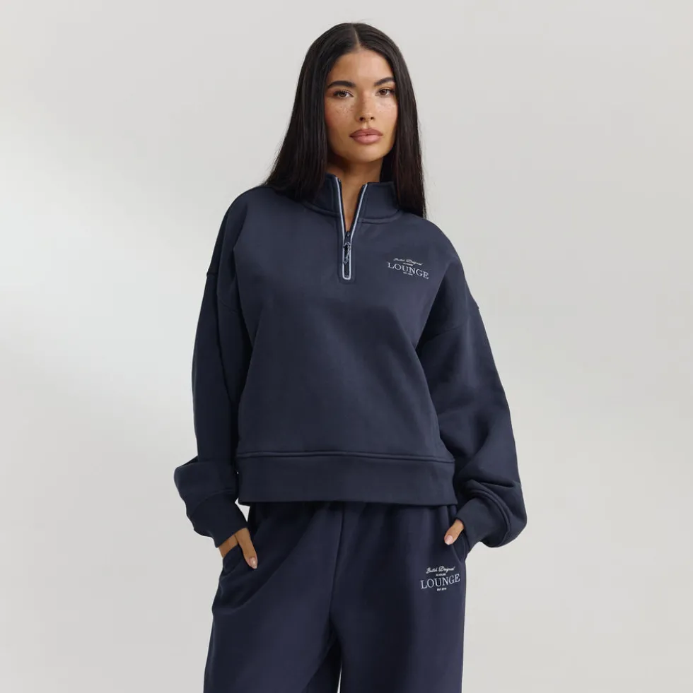 Pullover mit Reißverschluss - Dunkelblau