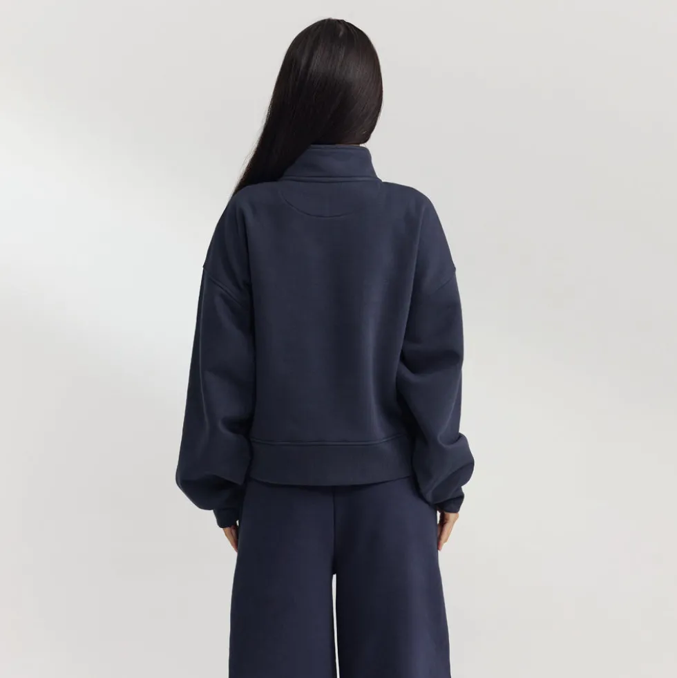 Pullover mit Reißverschluss - Dunkelblau