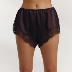 Satin Pyjama-Shorts - Schokolade
