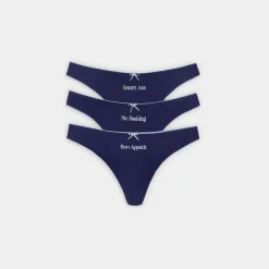 Slogan Strings (3er-Pack) - Marineblau