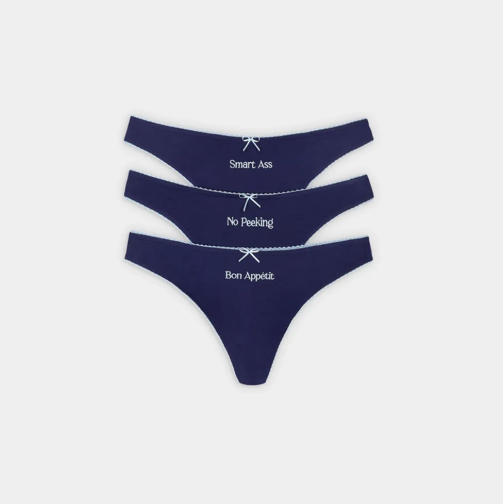 Slogan Strings (3er-Pack) - Marineblau